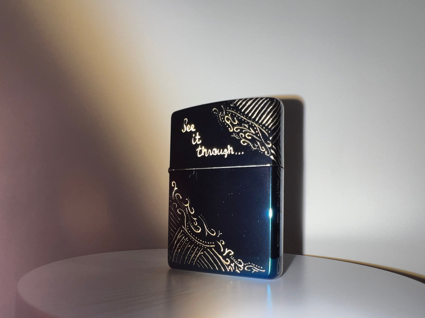 See It Through To The End High Polish Blue Zippo