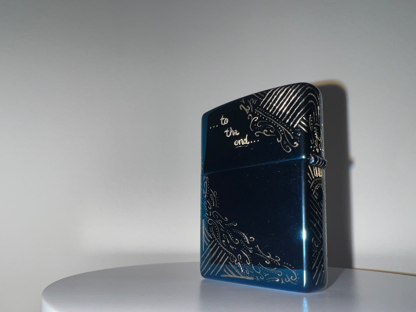 See It Through To The End High Polish Blue Zippo